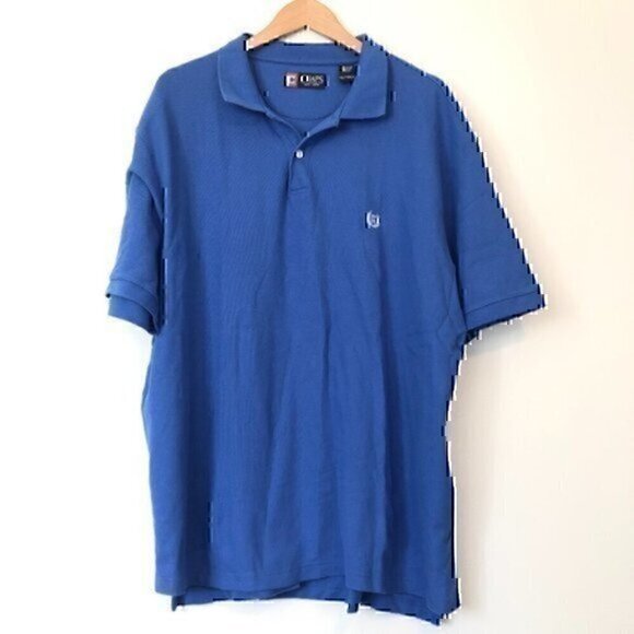 CHAPS Mens Polo Shirt Solid Blue Short Sleeve 100% Cotton Everyday Shirt XXL 2XL - Picture 1 of 5